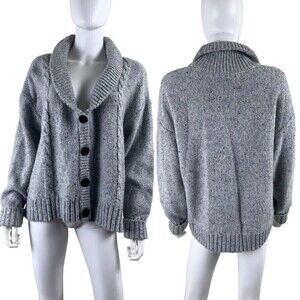 Modcloth Size M Gray Speckled Cozy Moment Shawl Alpaca Cardigan Sweater Casual